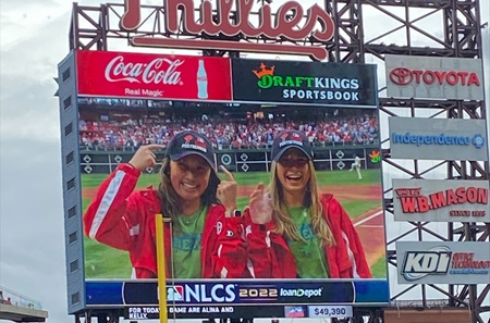Cailyn Chow, PA-C, surgical physician assistant at PPMC, and ball girl for the Phillies on the scoreboard at the Phillies stadium